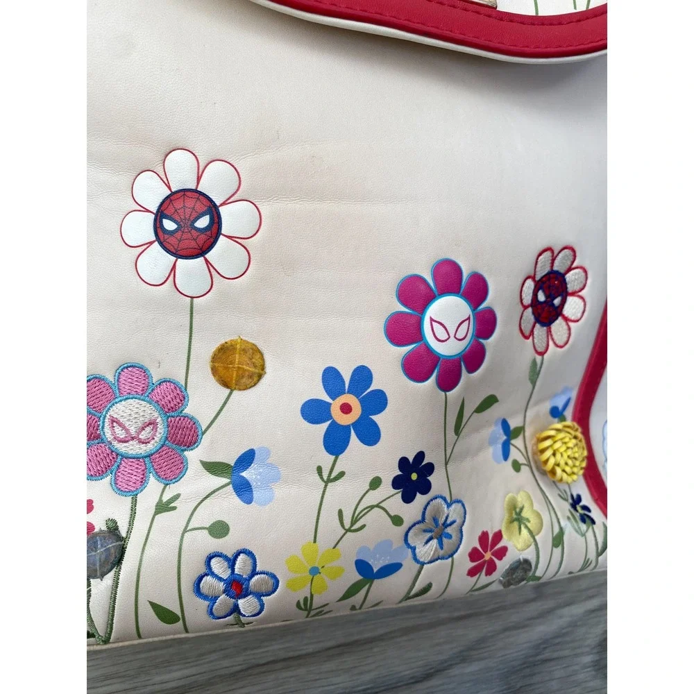 Boxlunch Our Universe Marvel Spider-Man Floral Mini Backpack Cream Red Universal